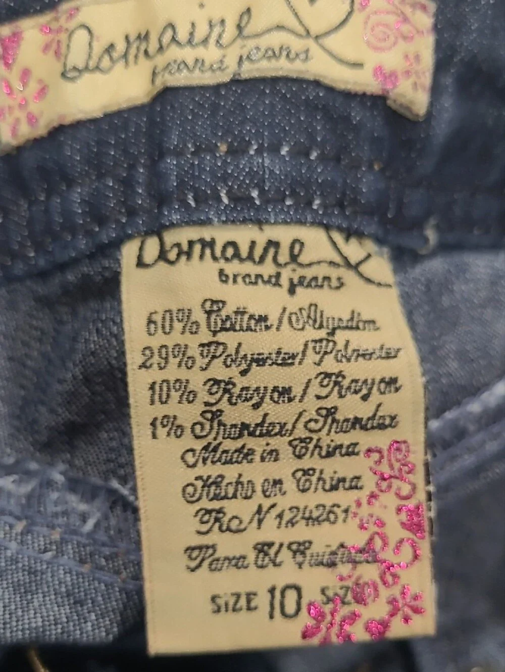 Domaine Girls Flared Jeans in Dark Blue Mid Rise Confort Stretch  Zippec Sz 10
